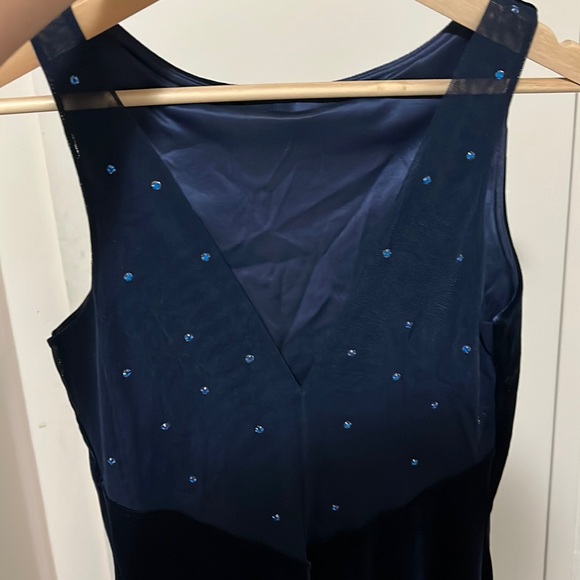 Vintage Navy Velvet Dress size 8 - Picture 2 of 4